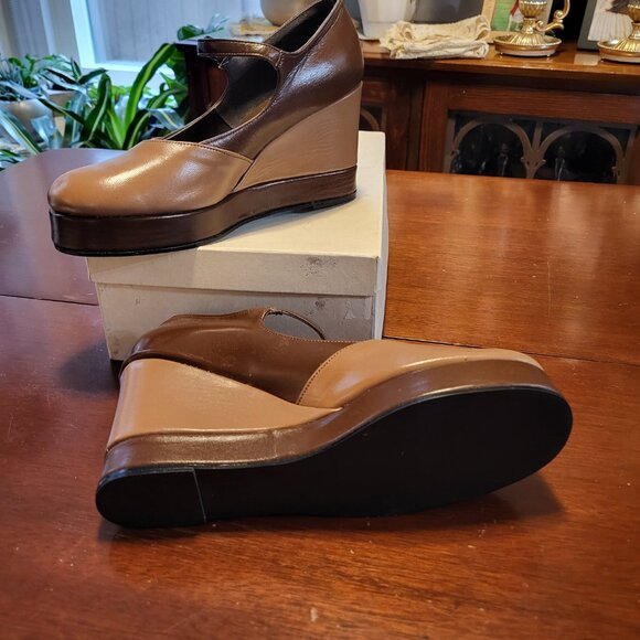 Andrew Pierre Sears Vintage Wedge Shoe Ankle Strap (Fits size 6.5) - Picture 2 of 12